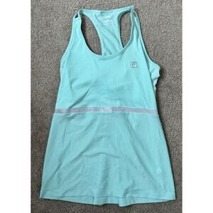 Filas Workout Shirt With Sports Bra Size Medium M Light Blue Polyester & Spandex